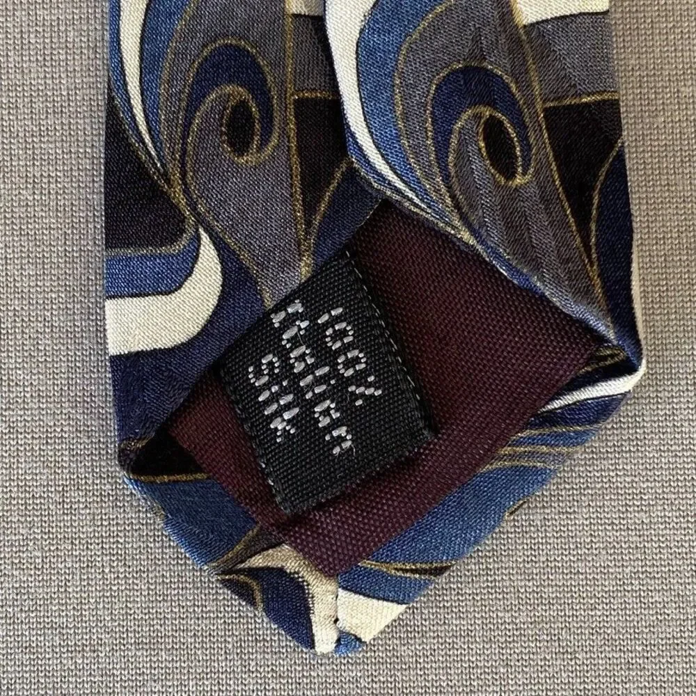 Zylos George Machado 100% Italian Silk Tie Blue Geometric USA 4